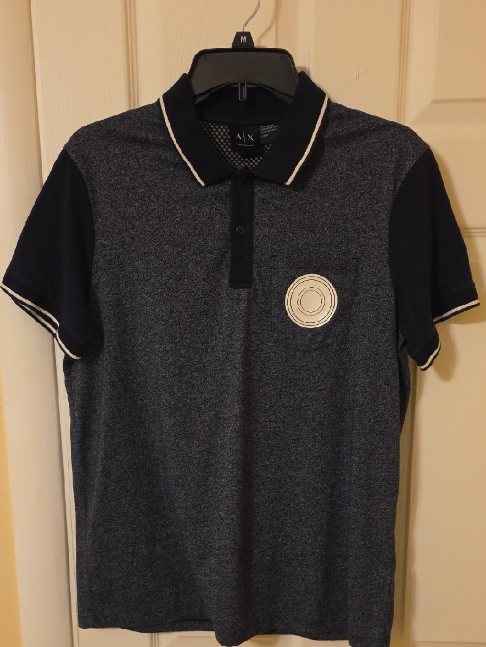 A/X Armani Exchange Dark Navy Heather Polo with Contrast Trim